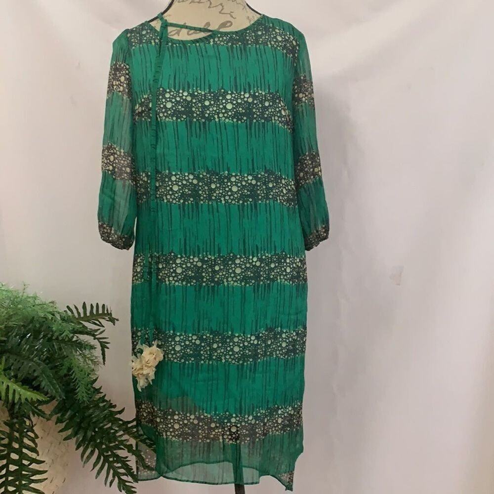 IREN KLAIRIE GREEN SILK‎ BLEND  DRESS SZ 40 US M